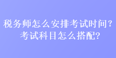 税务师怎么安排考试时间？考试科目怎么搭配？