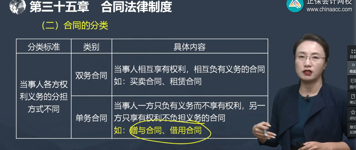 中级经济师《经济基础知识》试题回忆：合同的分类