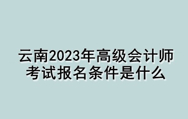 云南2023年高级会计师考试报名条件是什么？