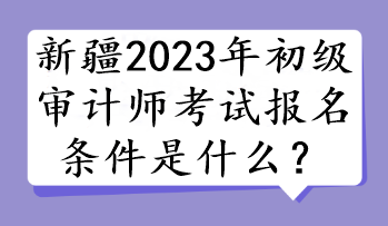 新疆2023年初级审计师考试报名条件是什么？