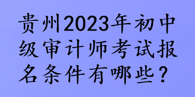 贵州2023年初中级审计师考试报名条件有哪些？