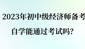 2023年初中级经济师备考 自学能通过考试吗？