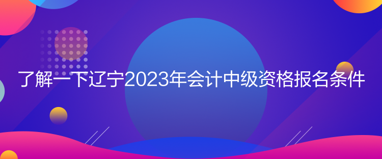 了解一下辽宁2023年会计中级资格报名条件