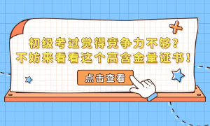 初级考过还觉得竞争力不够？不妨来看看这个高含金量证书！