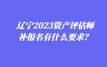 辽宁2023资产评估师补报名有什么要求？