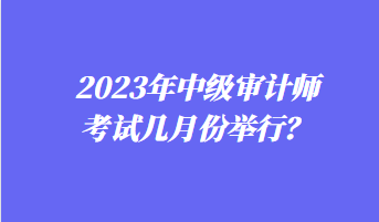 2023年中级审计师考试几月份举行？