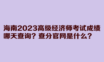 海南2023高级经济师考试成绩哪天查询？查分官网是什么？