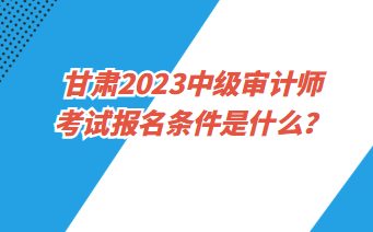 甘肃2023中级审计师考试报名条件是什么？