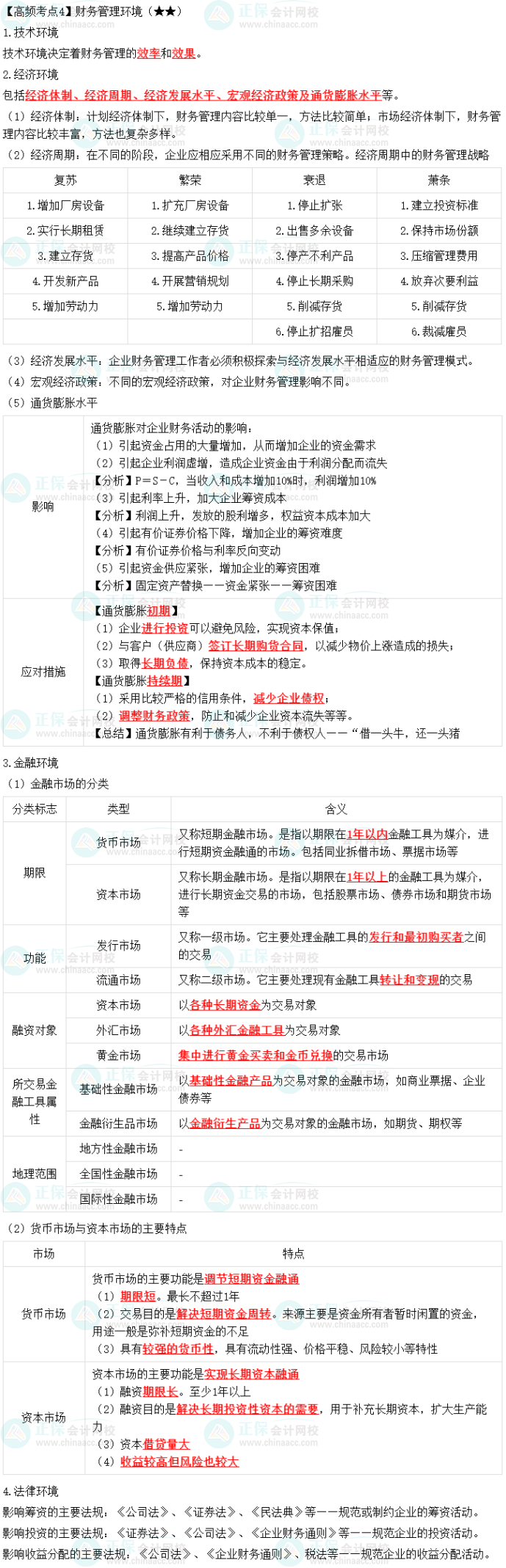 2023年中级《财务管理》高频考点：财务管理环境