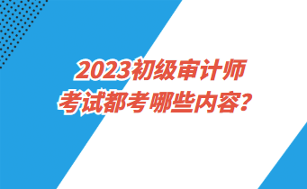 2023初级审计师考试都考哪些内容？