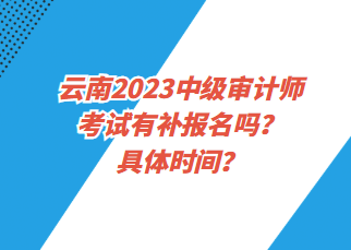 云南2023中级审计师考试有补报名吗？具体时间？
