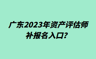 广东2023年资产评估师补报名入口？