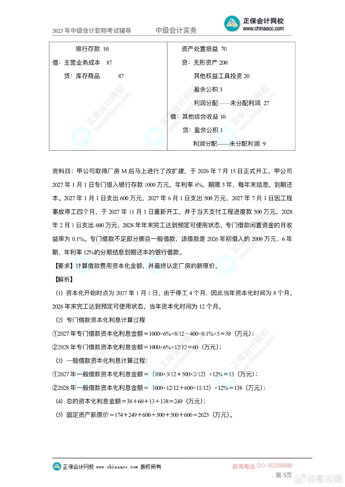 【答案下载】2023年高志谦《中级会计实务》母仪天下第一季——非现金资产专题