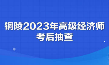 铜陵2023年高级经济师考后抽查