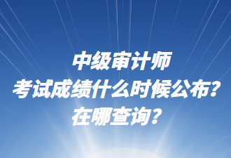 中级审计师考试成绩什么时候公布？在哪查询？
