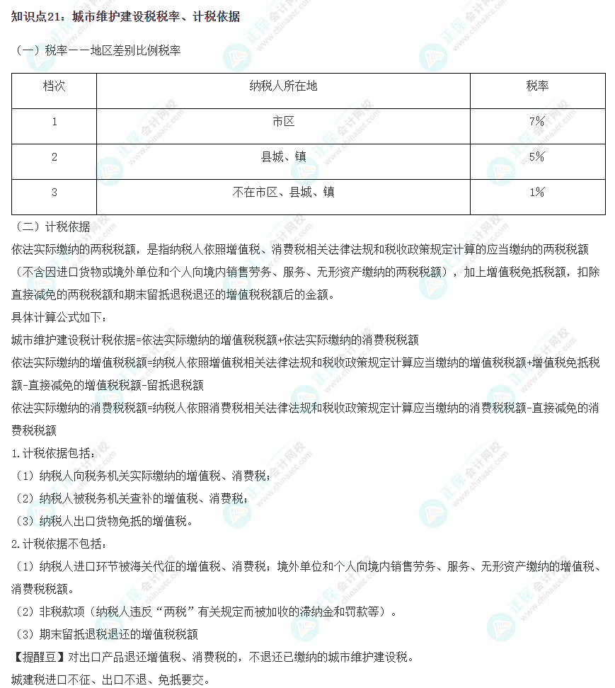 2023注会《税法》冲刺阶段易错易混知识点（二十一）