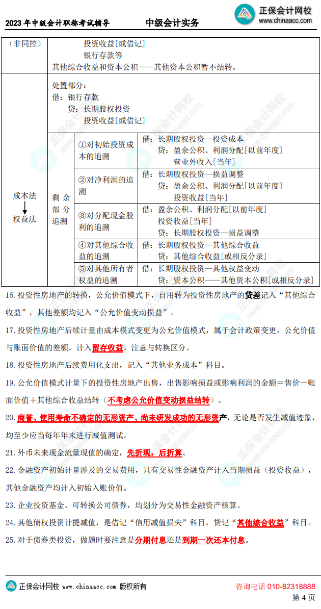 中级会计考前10页纸4