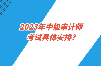 2023年中级审计师考试具体安排？
