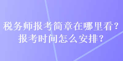 税务师报考简章在哪里看？报考时间怎么安排？