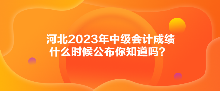 河北2023年中级会计成绩什么时候公布你知道吗？