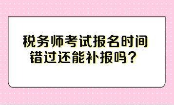 税务师考试报名时间错过还能补报吗？