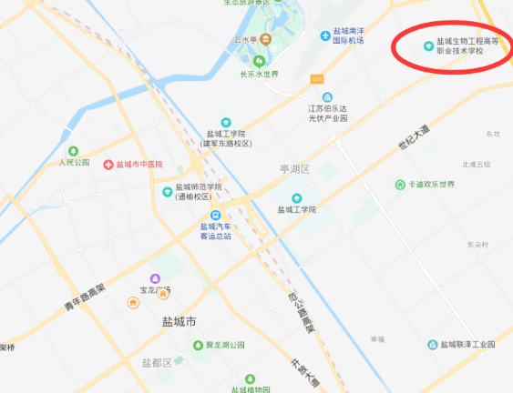 前往江苏省盐城技师学院（海洋路校区）线路图