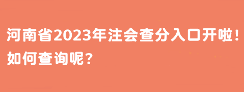 河南省2023年注会查分入口开啦！如何查询呢？