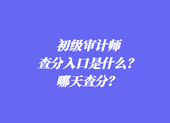 初级审计师查分入口是什么？哪天查分？