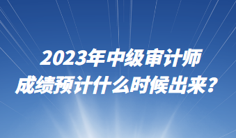 2023年中级审计师成绩预计什么时候出来？