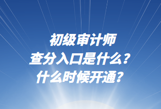 初级审计师查分入口是什么？什么时候开通？