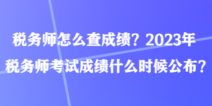 税务师怎么查成绩？2023年税务师考试成绩什么时候公布？