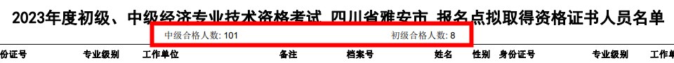 四川雅安2023年初中级经济师考试通过率