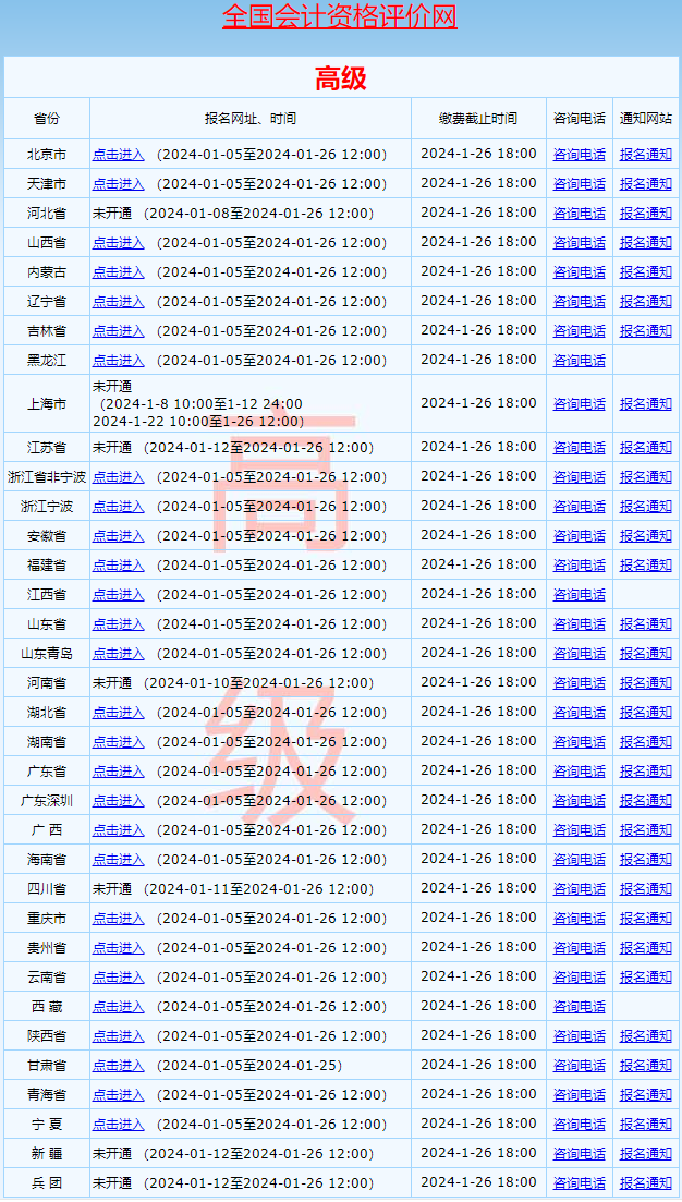 全国2024年高级会计师报名入口已开通