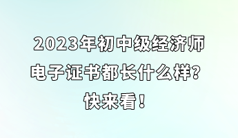 2023年初中级经济师电子证书都长什么样？快来看！