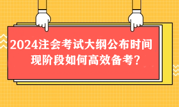 2024注会考试大纲2月公布？现阶段如何高效备考？