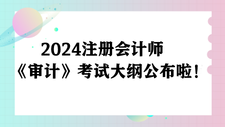 重磅！2024注册会计师《审计》考试大纲已公布！