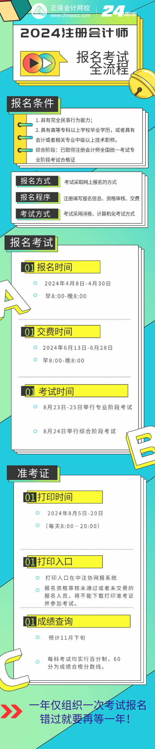 2024注册会计师报考重要时间节点一览表！