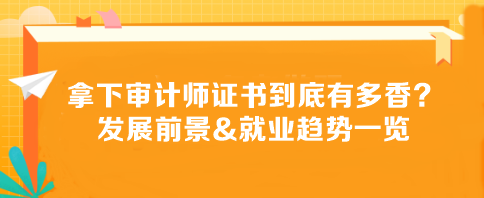 拿下审计师证书到底有多香？发展前景&就业趋势一览