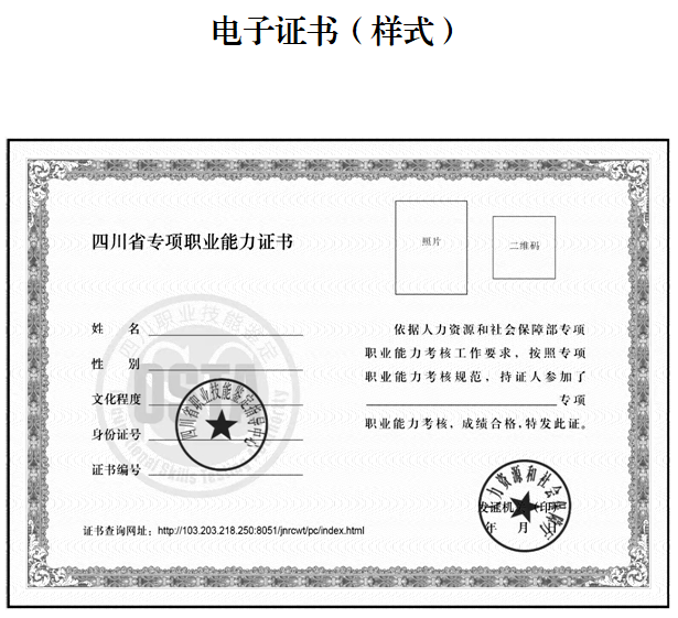 四川关于启用专项职业能力证书电子证书的通知