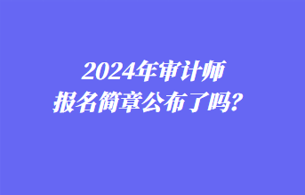 2024年审计师报名简章公布了吗？