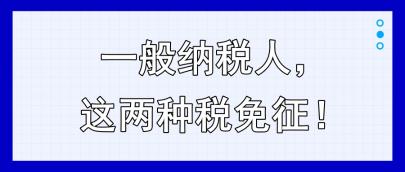 一般纳税人，这两种税免征！