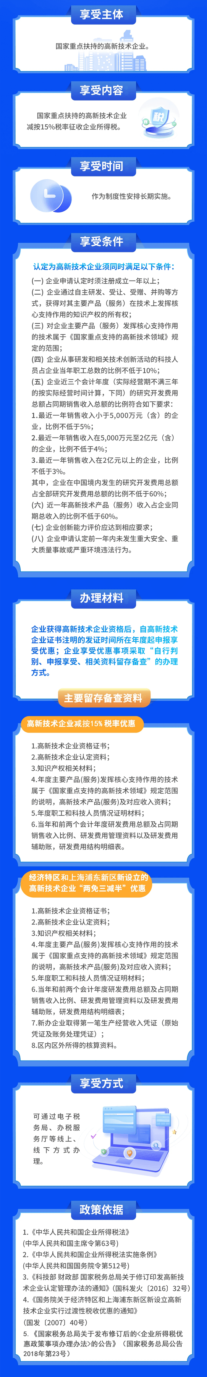 高新技术企业减按15%税率征收企业所得税政策