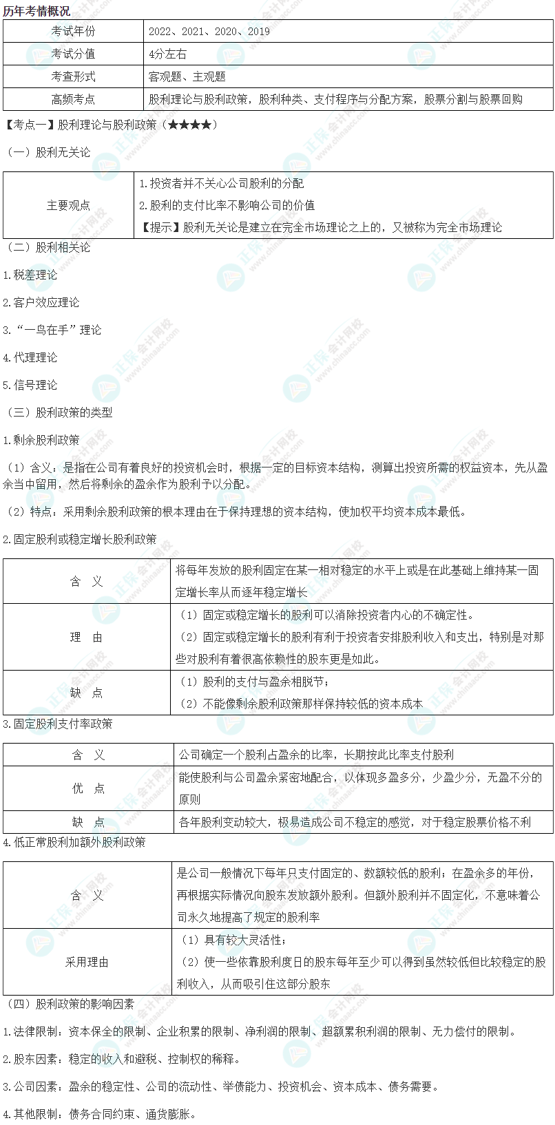 2024年注会《财务成本管理》第10章高频考点1