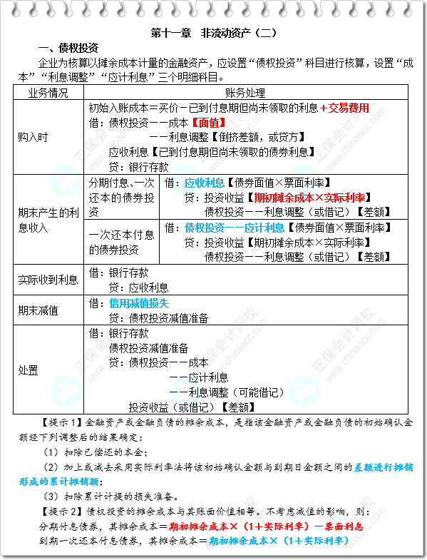 《财务与会计》三色笔记-第11章 非流动资产（二）
