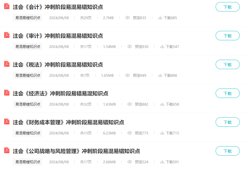 注会易混易错知识点
