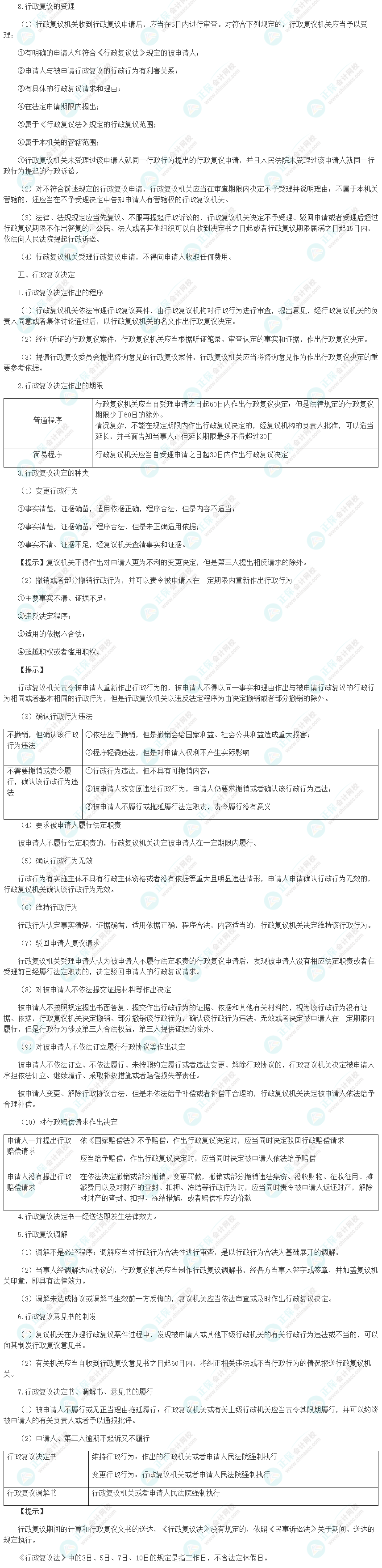 2024年《审计相关基础知识》高频考点：行政复议法