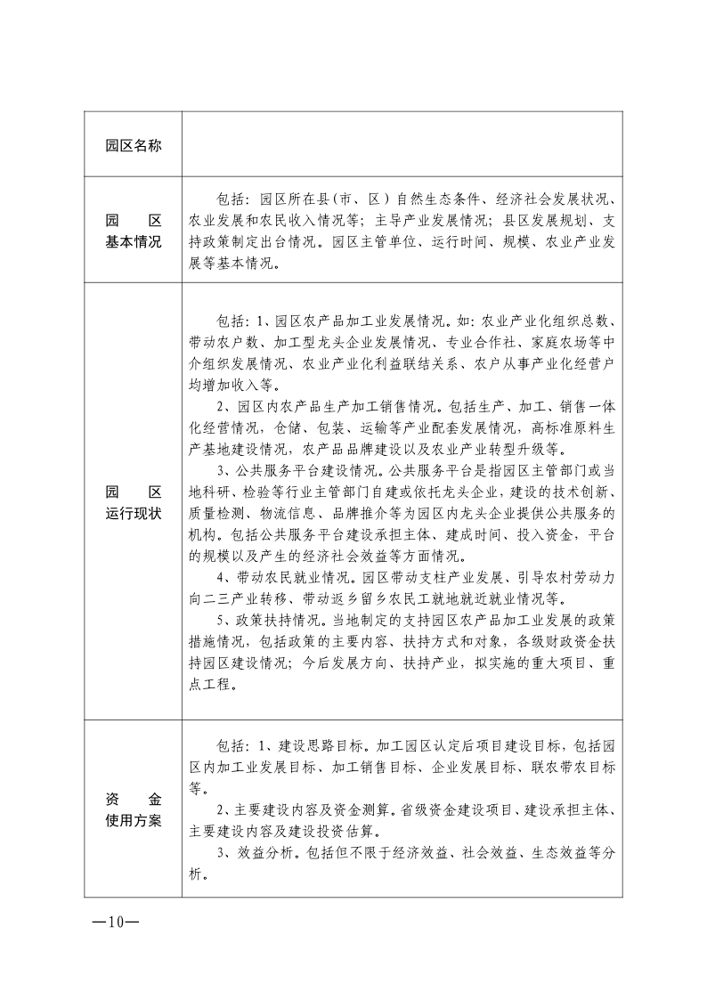 陕西省省级农产品加工园区申报书