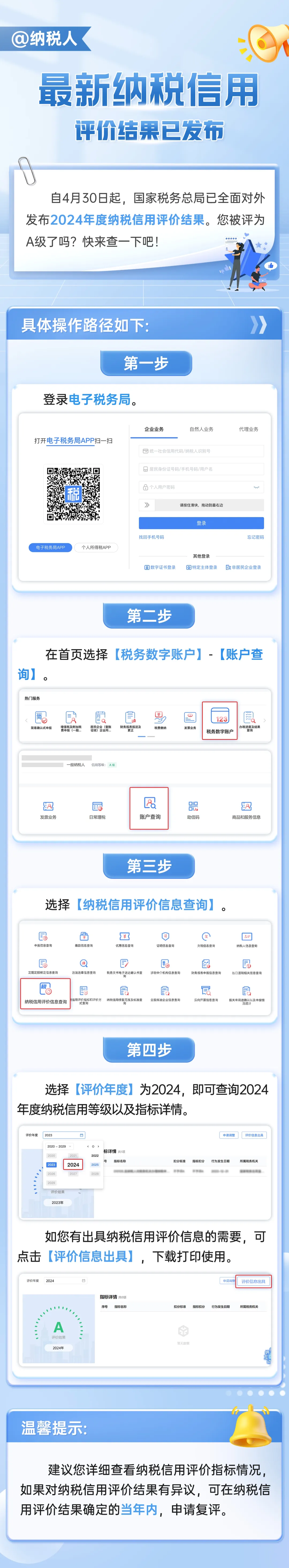 @纳税人，最新纳税信用评价结果已发布！