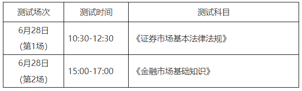 25年6月证券专场考试时间