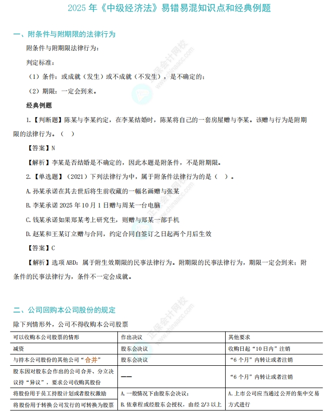 《经济法》易错易混